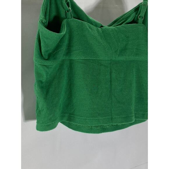 SUN-DEH Women's Dark Green Sweetheart Neck Adjustable Strap Ribbed Crop Top SZ S - Picture 6 of 10